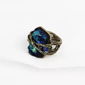 Adjustable Blue Stone Cocktail Ring