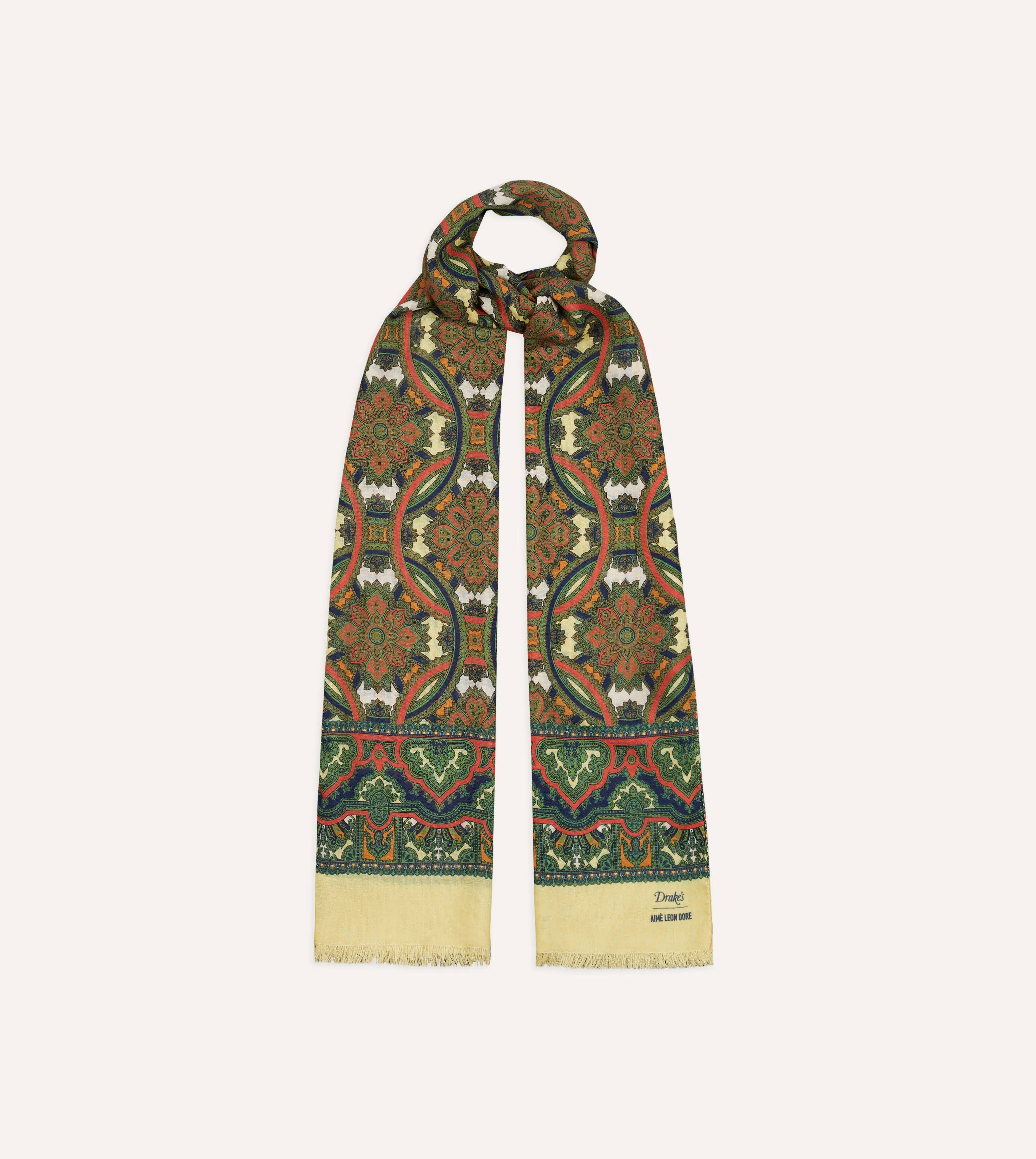 ALD / Drake's Green Archival Graphic Scarf