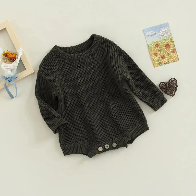 Baby Deluxe Sweater Knit Long Sleeve Romper Onesie Layette