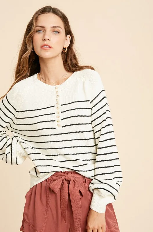 Bella Sweater in Wine Stripes