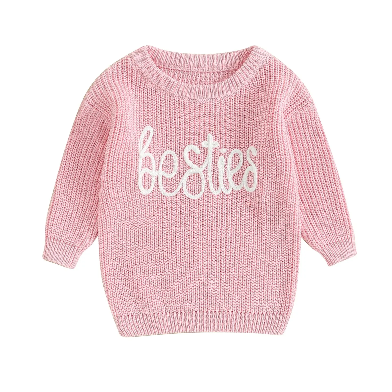 BESTIES - Pink Baby Girl Deluxe Sweater Layette Fall Winter