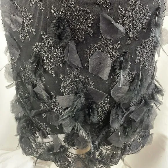 Black Vintage Feathers Cocktail Veranique Young Dress