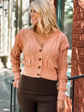 Blaire Ruffle Shoulder Sweater Cardigan