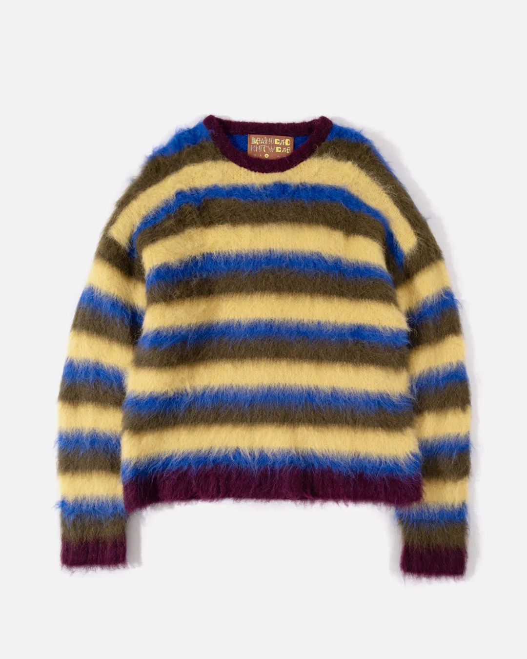 Blurry Lines Alpaca Crewneck Sweater - Yellow