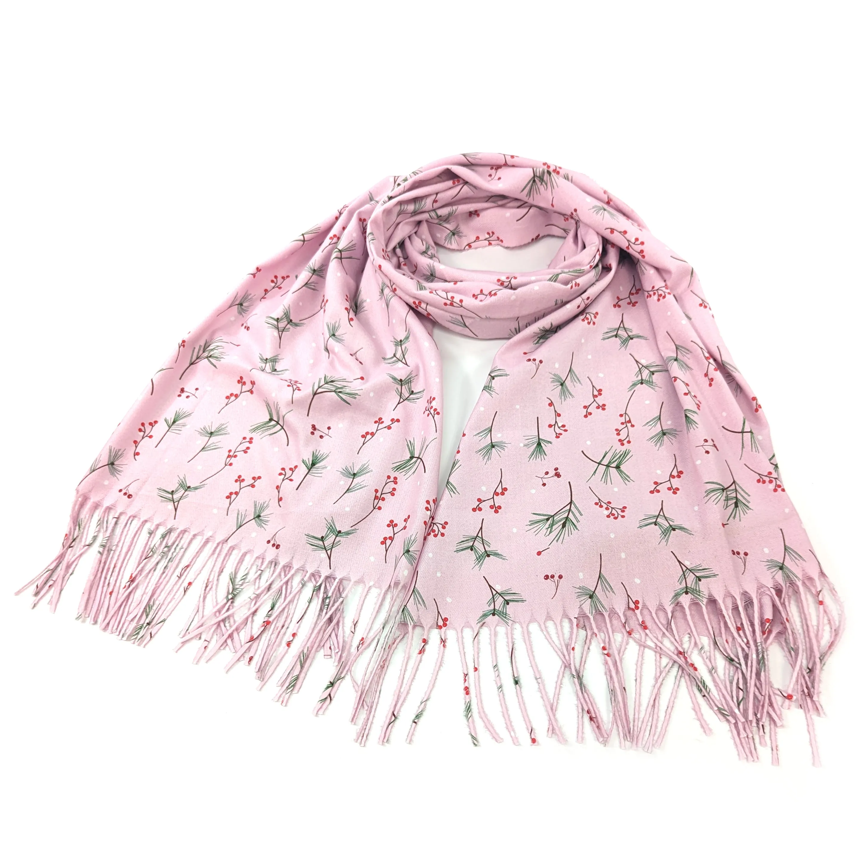 Blush Berry & Fern Pashmina Style Scarf - Exclusive Design