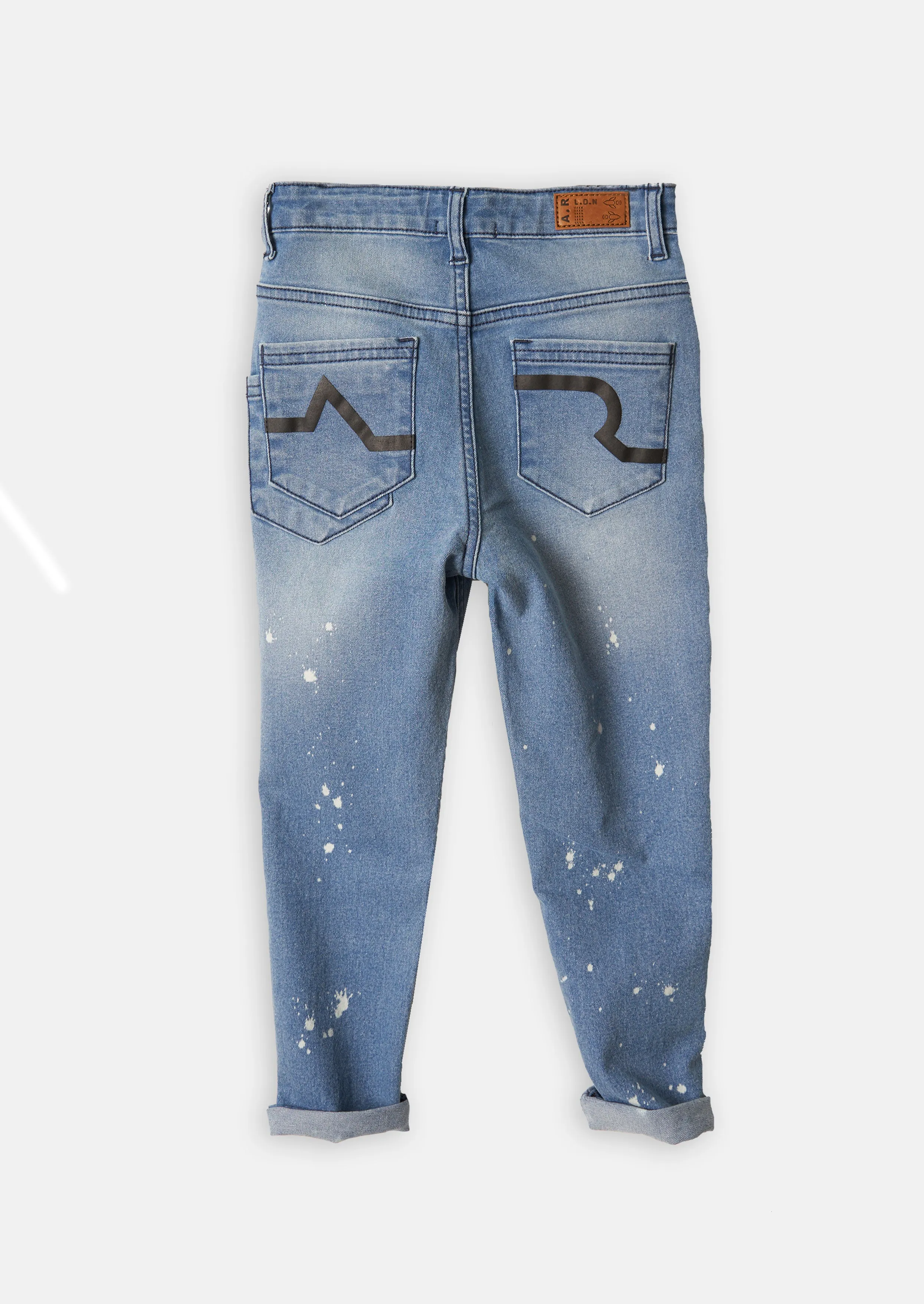 Boys Paint Splat Printed Blue Denim Jeans