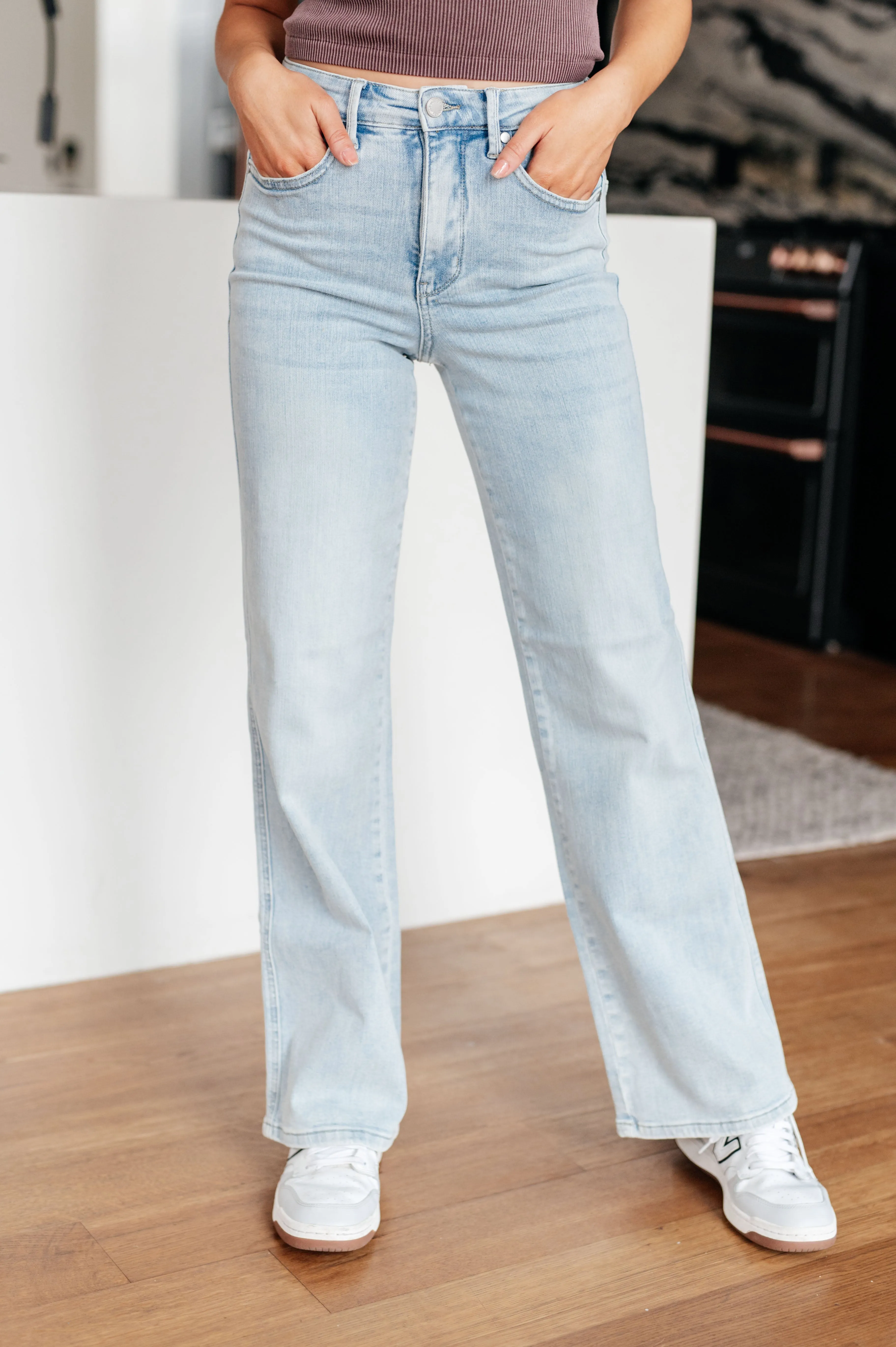 Brooke High Rise Control Top Vintage Wash Straight Jeans by Judy Blue