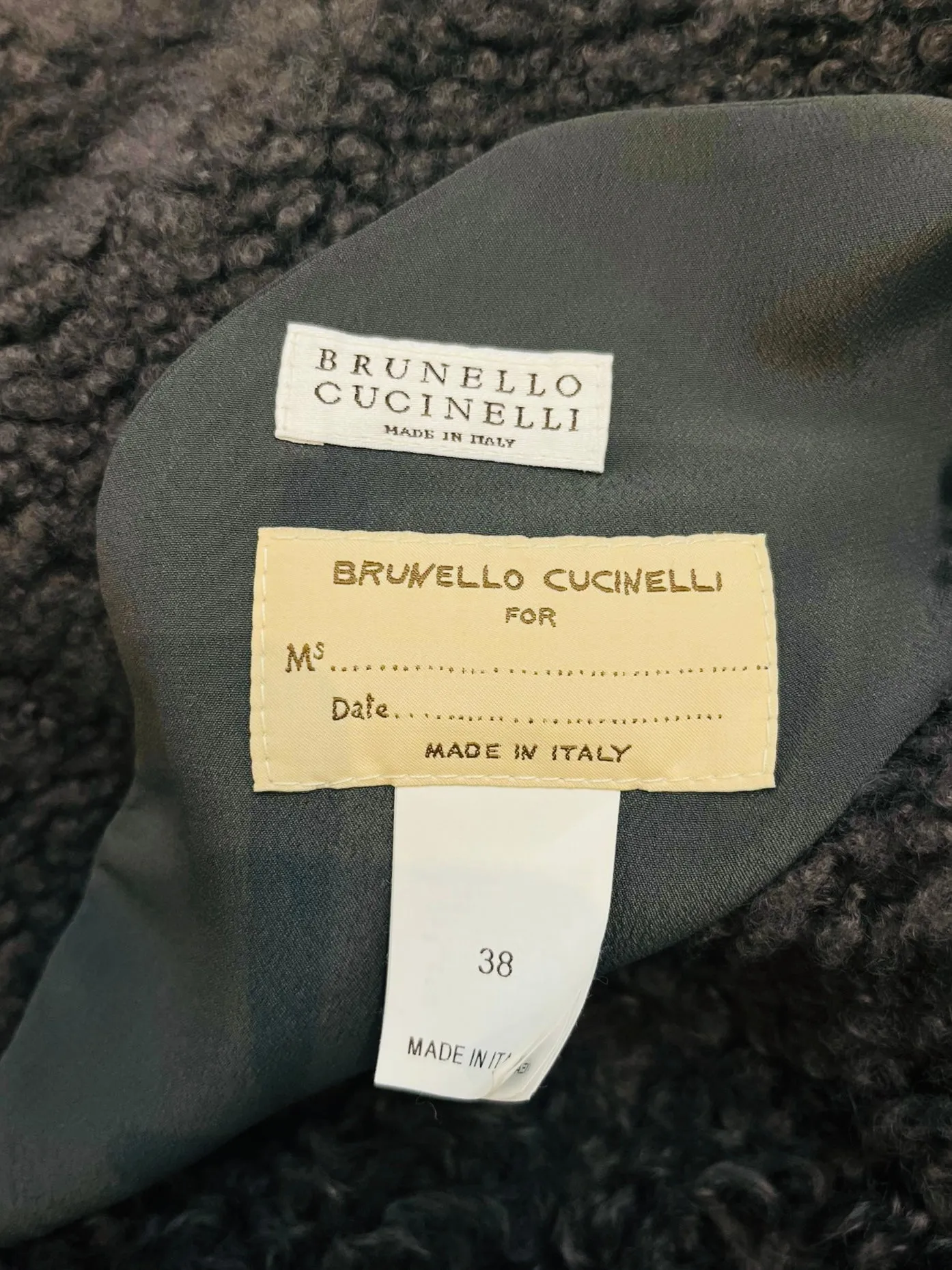 Brunello Cucinelli Leather & Shearling Jacket. Size 38IT