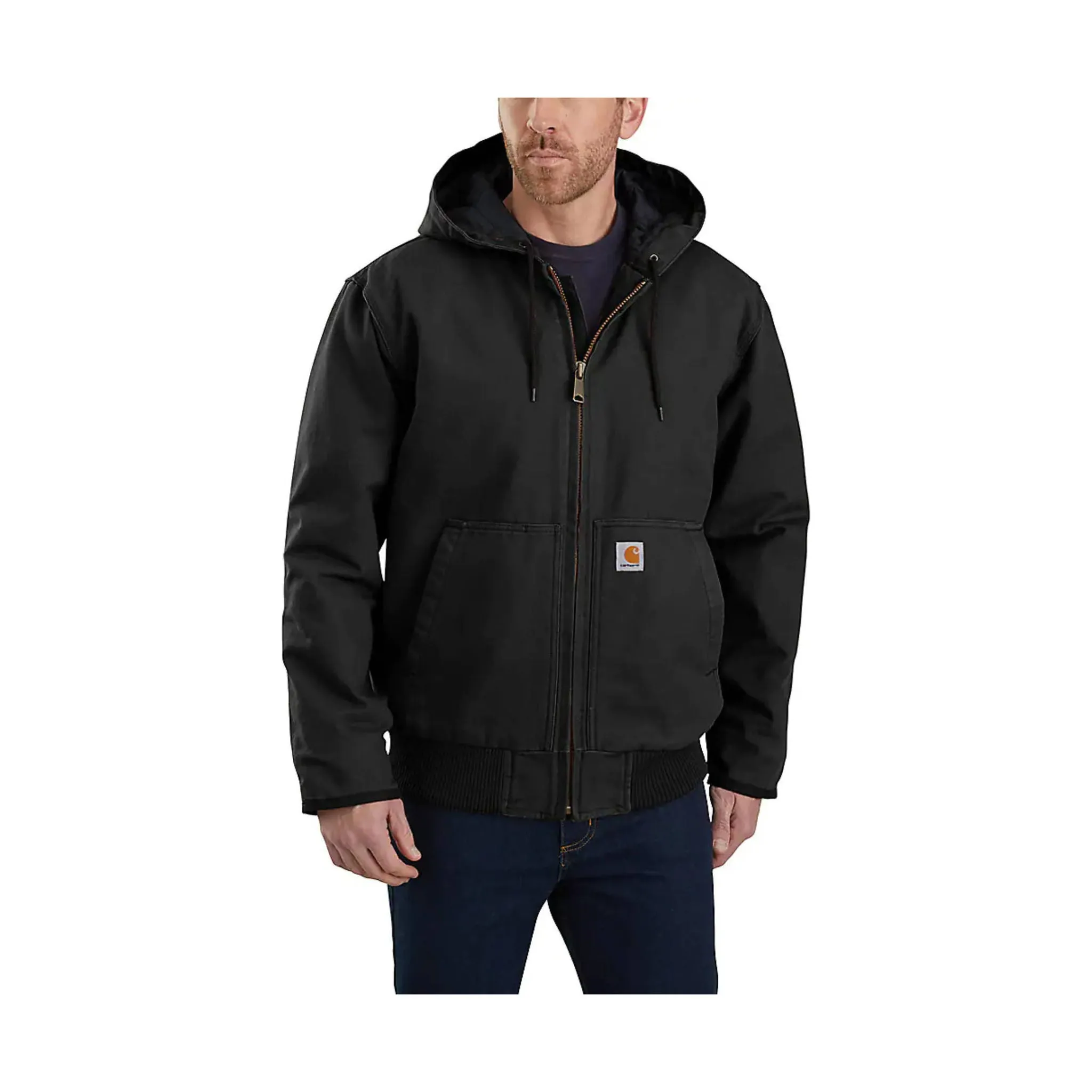 Carhartt Men's Loose Fit Washed Duck Insulated Active Jac - Black