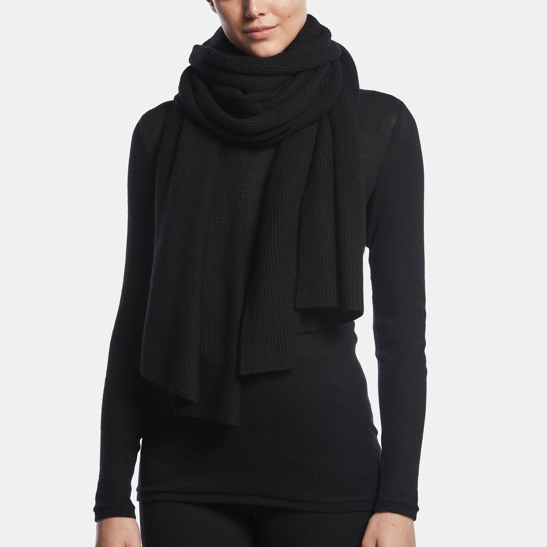 Cashmere Thermal Scarf - Black