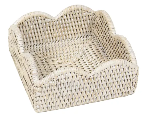 Caspari Rattan Scallop Cocktail Holder - (cream or natural)