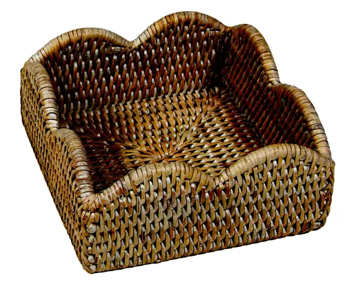 Caspari Rattan Scallop Cocktail Holder - (cream or natural)