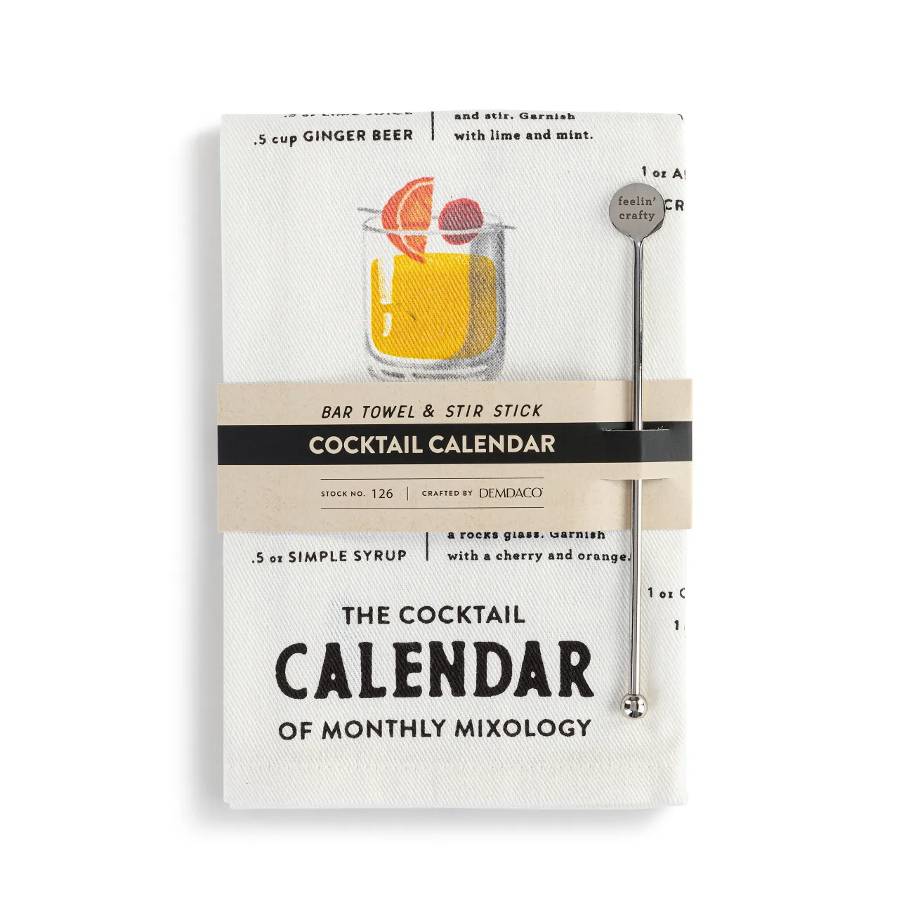 Cocktail Calendar Bar Towel & Stir Stick Set