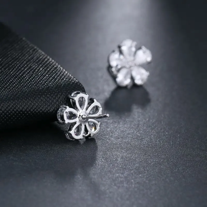 Cute CZ Flower Stud Bridal Earring