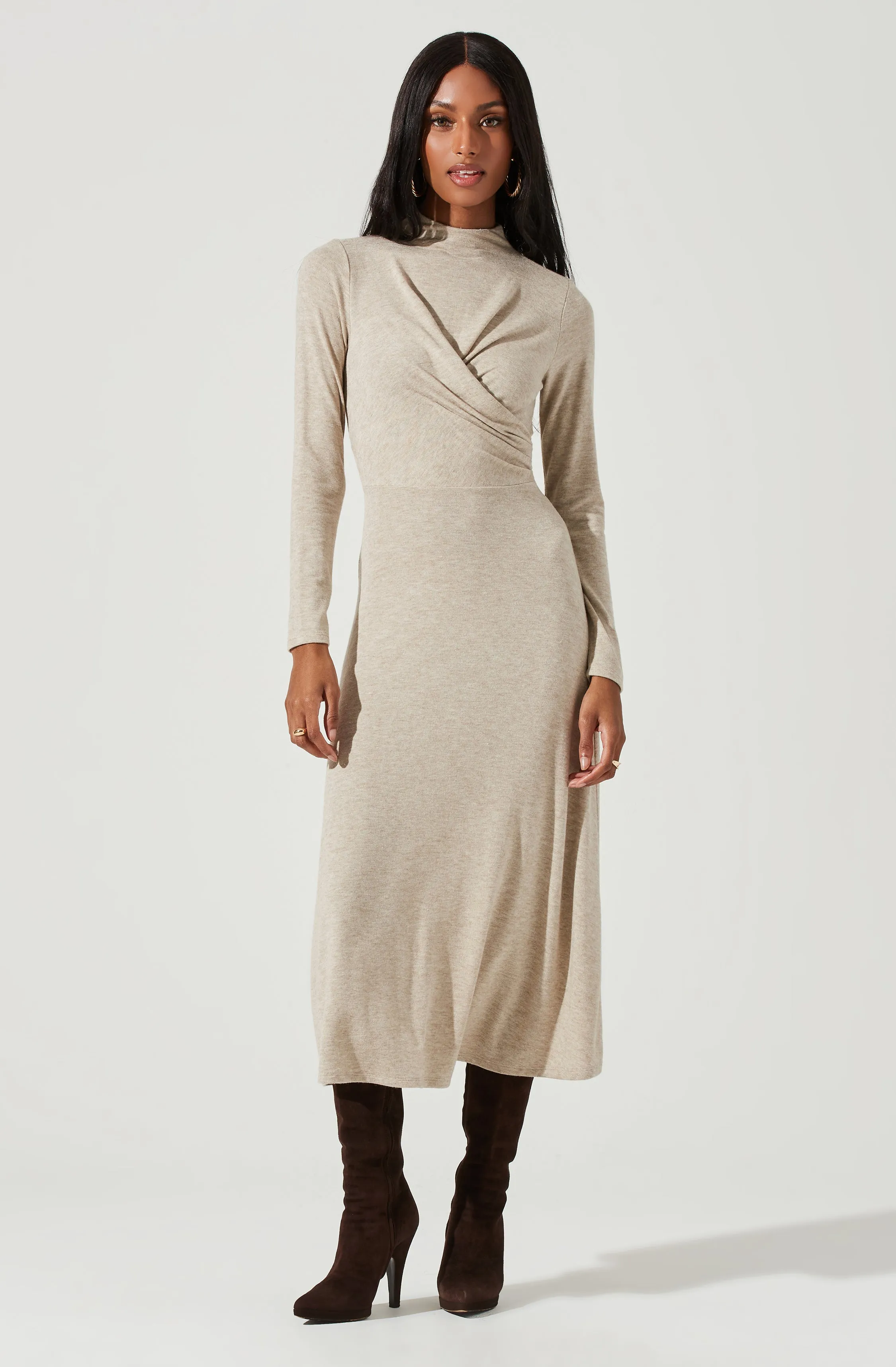 Delancy Open Back Long Sleeve Midi Dress