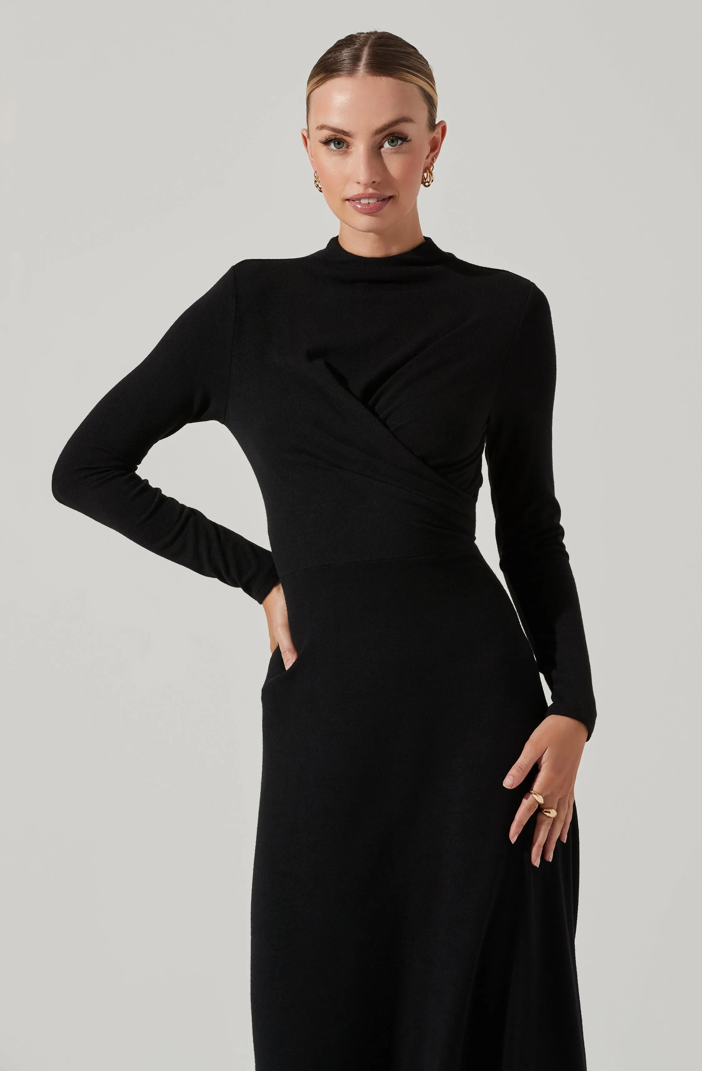 Delancy Open Back Long Sleeve Midi Dress