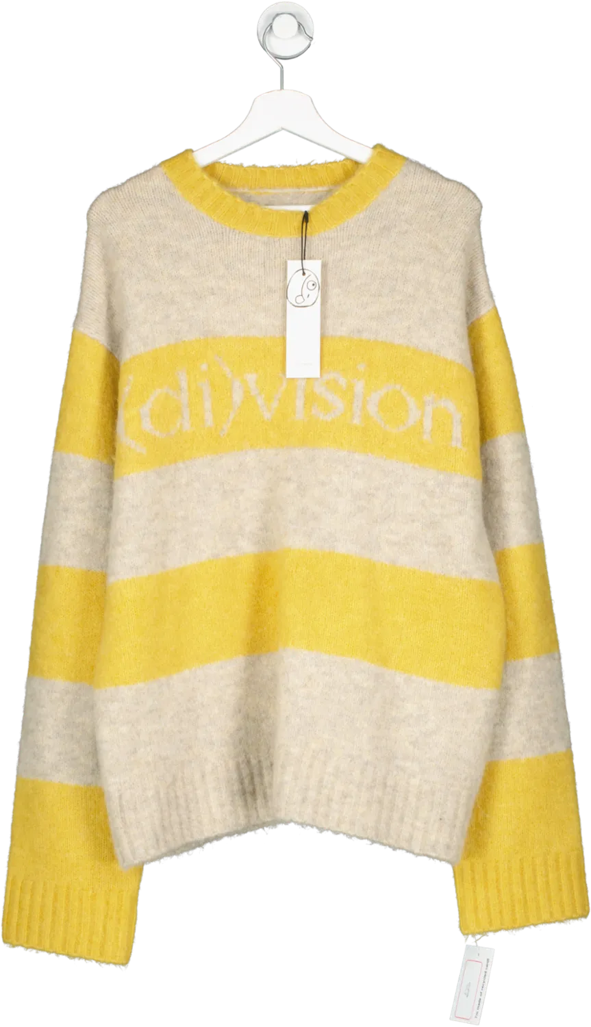 di vision Yellow Striped Logo Knit Sweater UK S