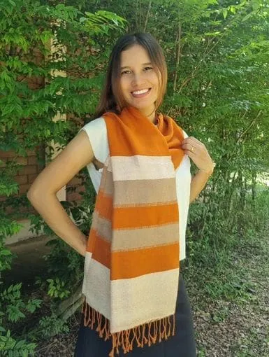 Diamond Multistripe rust scarf