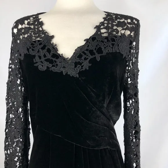 Elie Tahari Black Velvet & Lace Dress