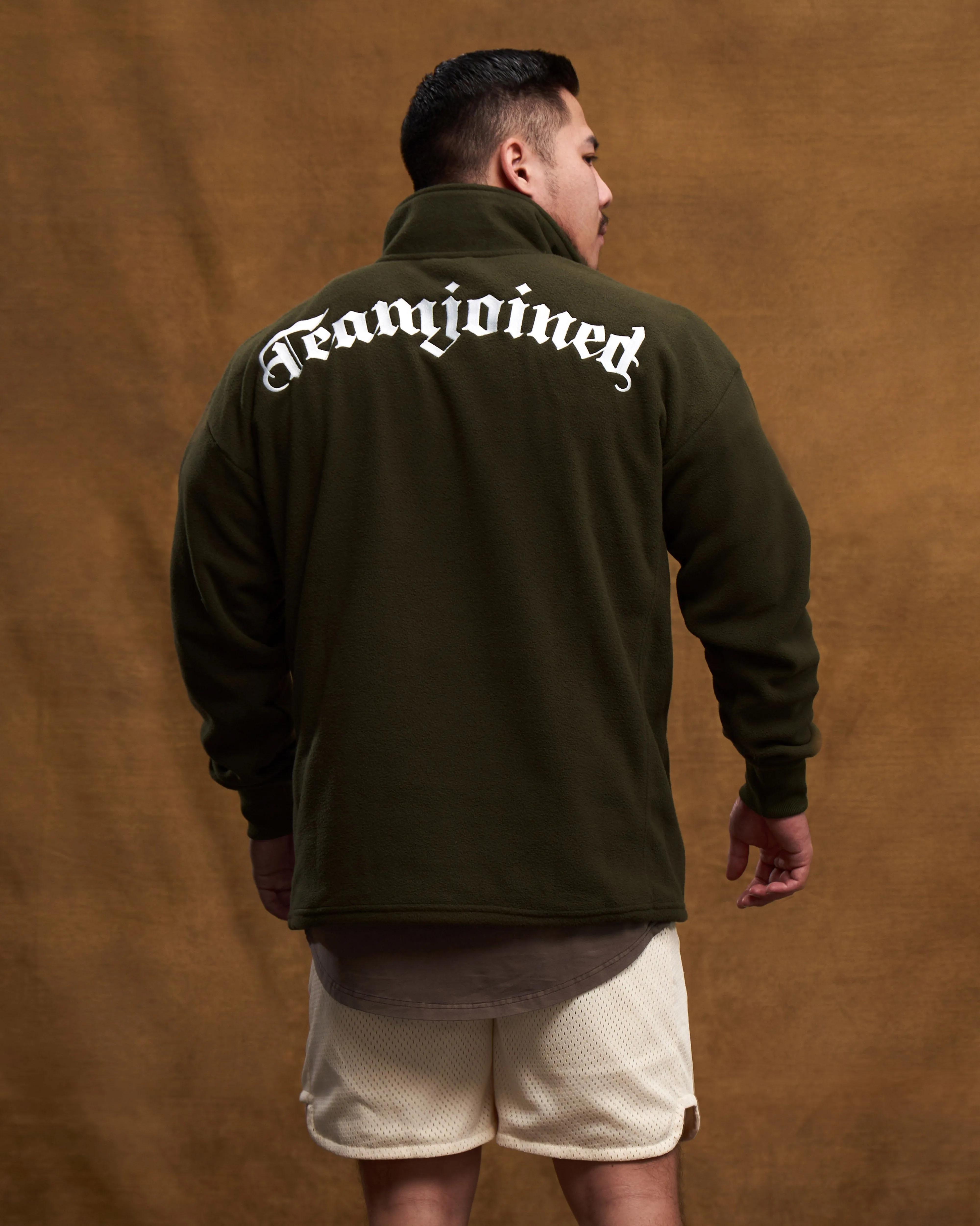 Embroidered Logo Sherpa Half-Zip Jacket