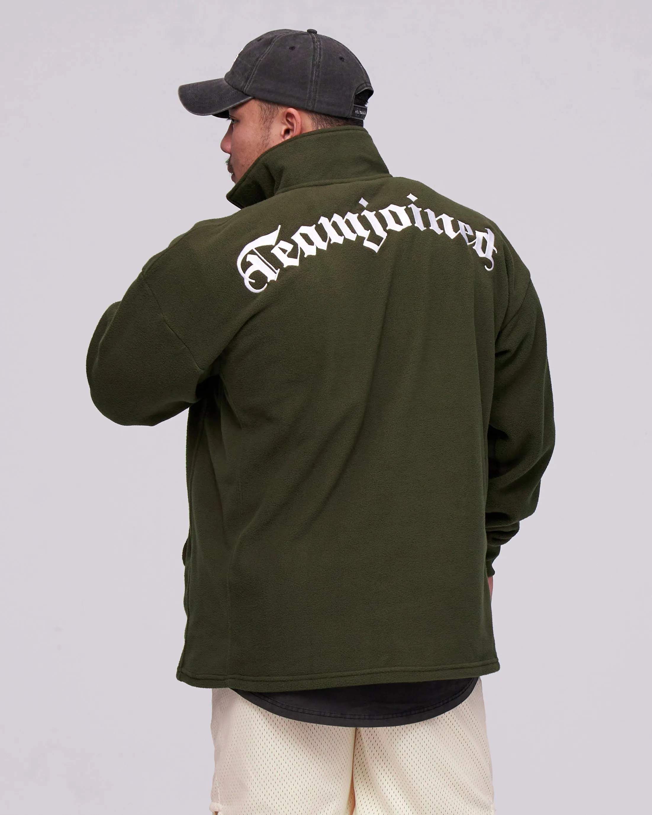 Embroidered Logo Sherpa Half-Zip Jacket