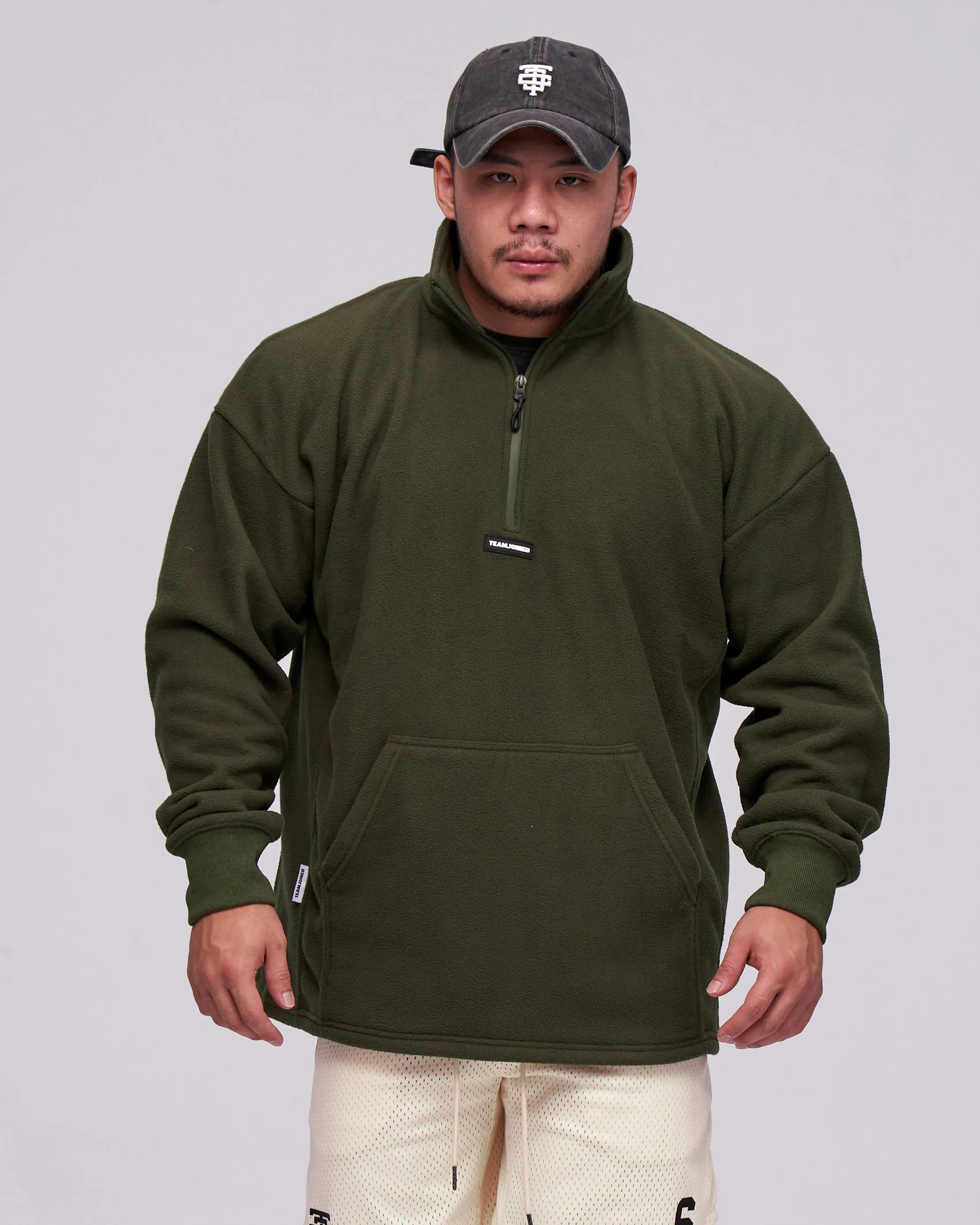 Embroidered Logo Sherpa Half-Zip Jacket