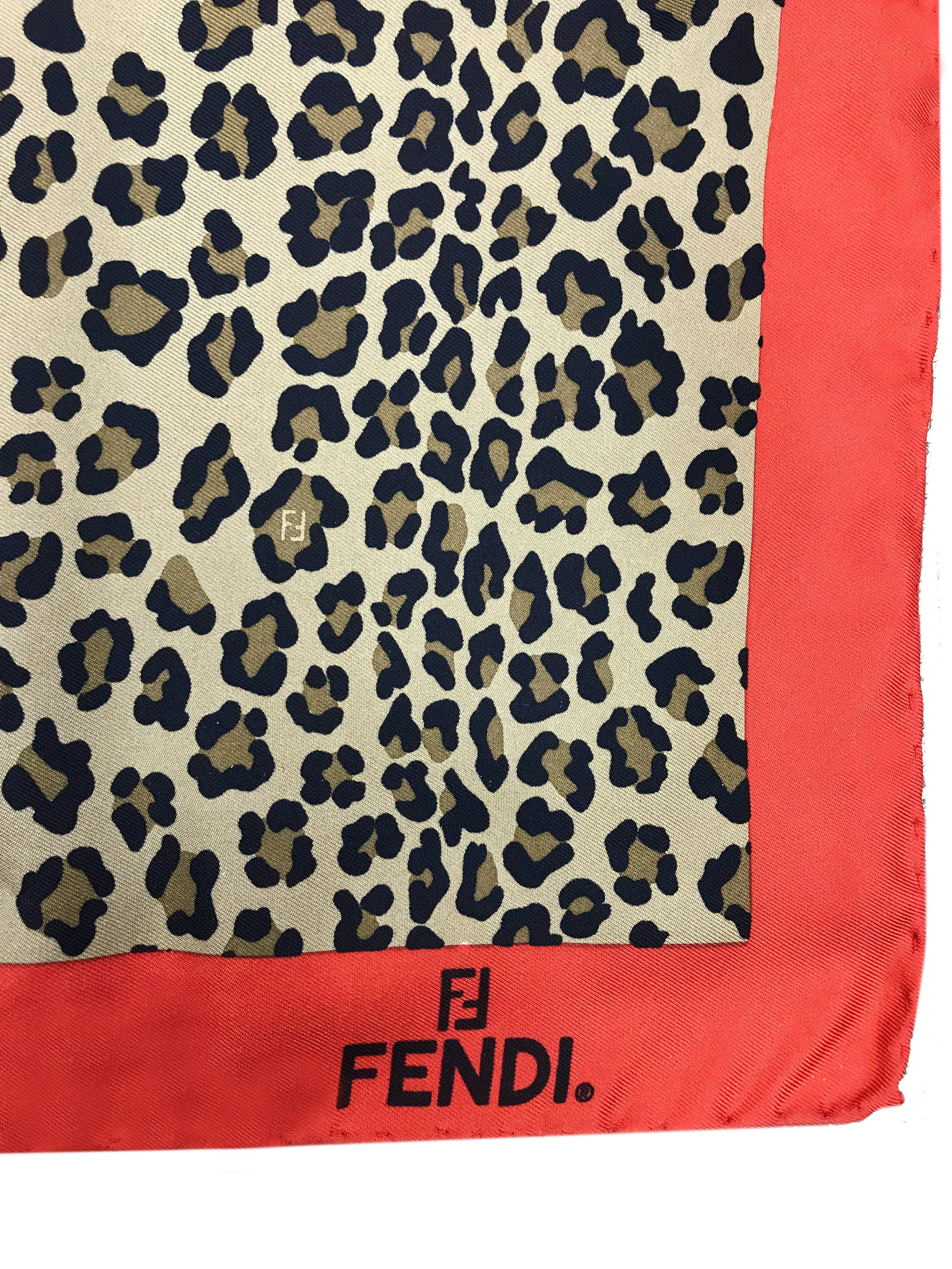 Fendi Leopard Print Silk Scarf