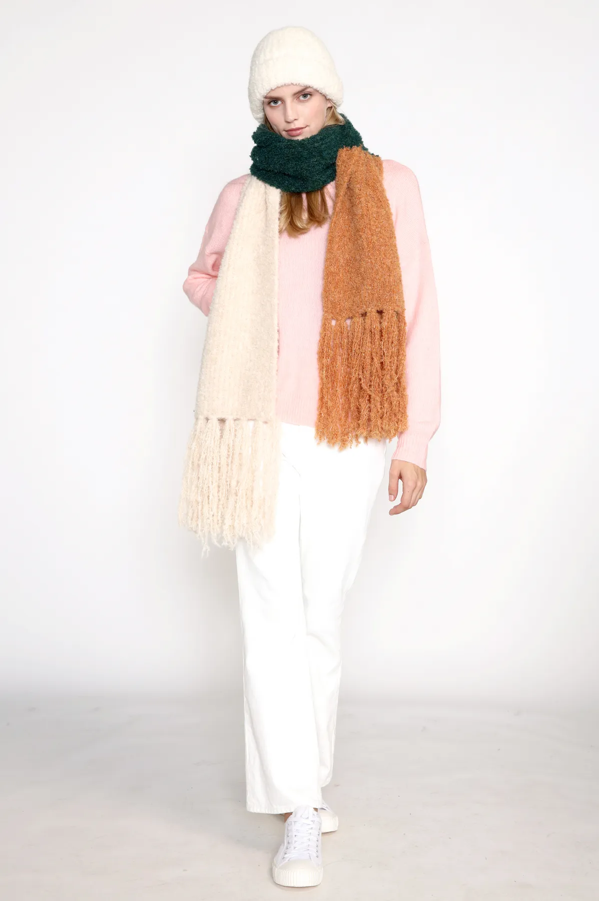 Fuzzy Color Blocked Scarf