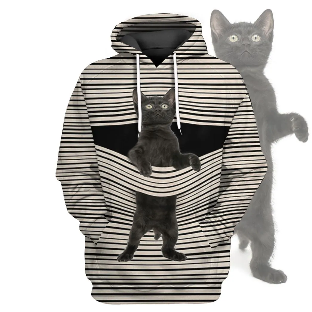 Gearhuman 3D Black Cat Tshirt Hoodie Apparel