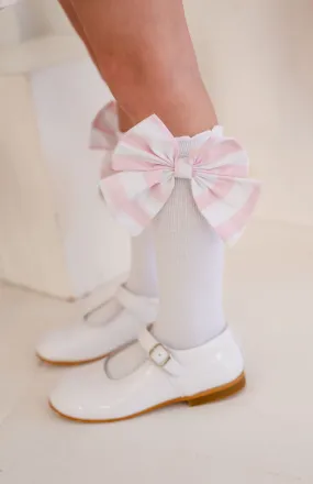 Girls Pink Candy Stripe Socks