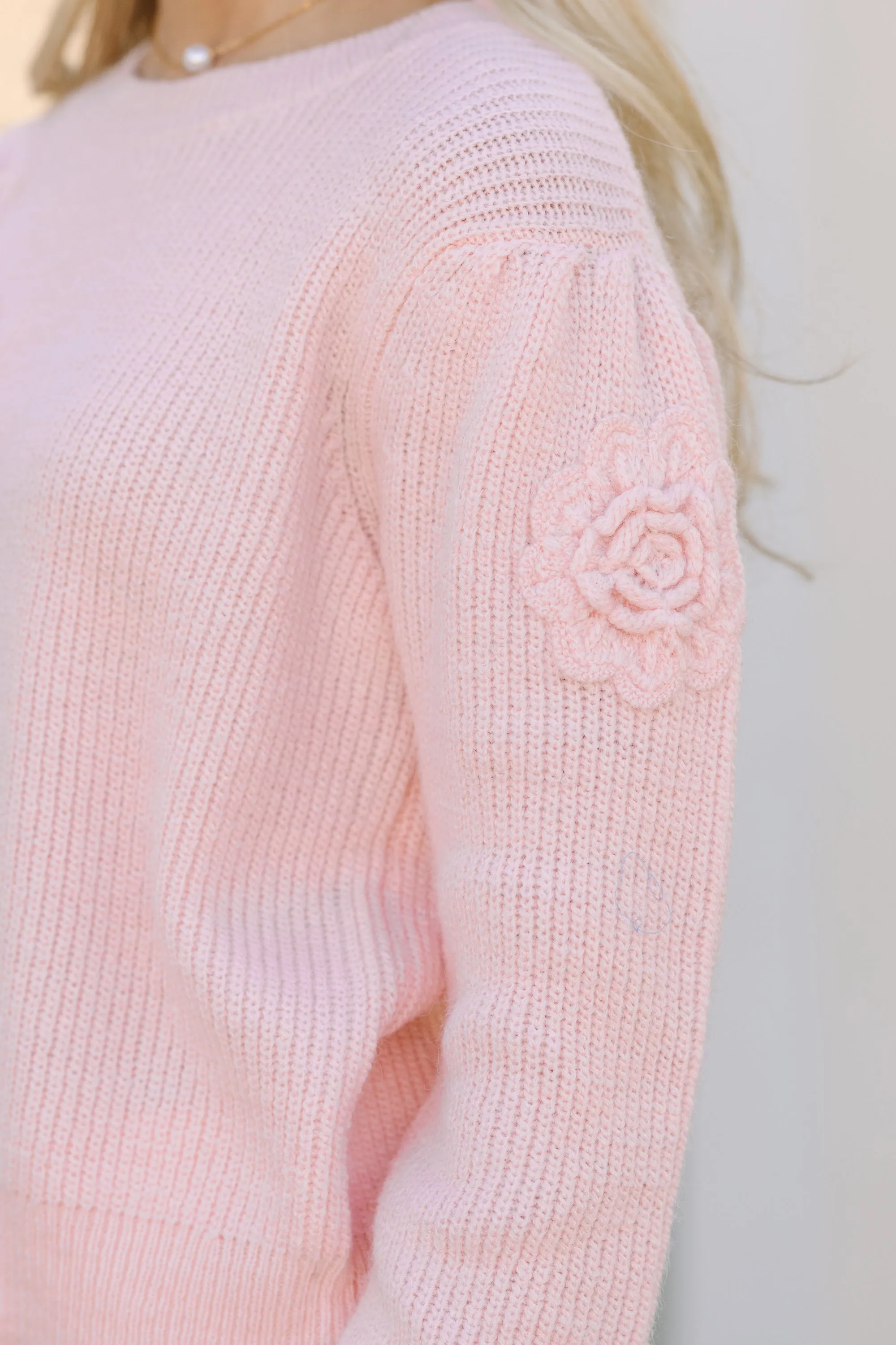 Happy Travels Pink Rose Embellished Sweater