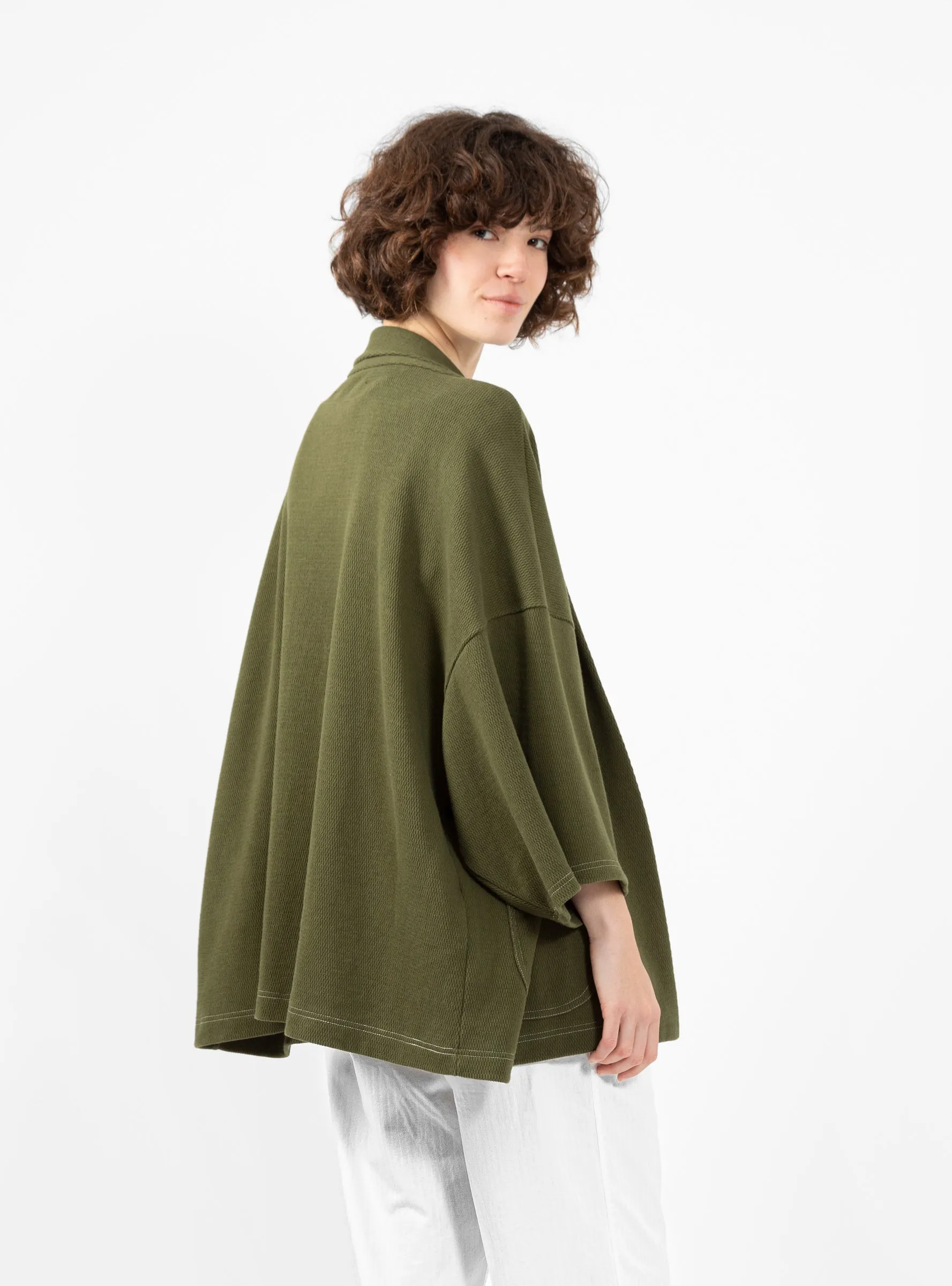 Heavy Waffle Baja Samu Cardigan Khaki Green