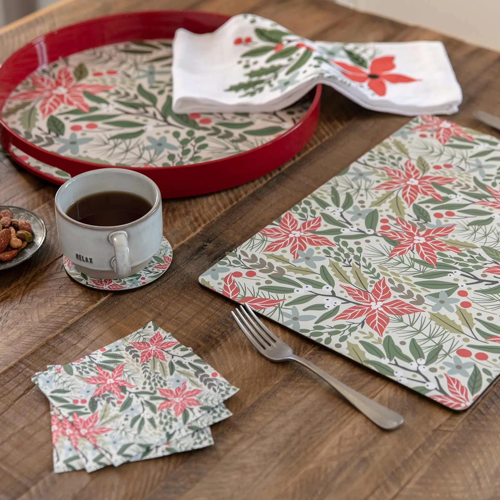 Holiday Poinsettia Paper Cocktail Napkins (Pack of 20)