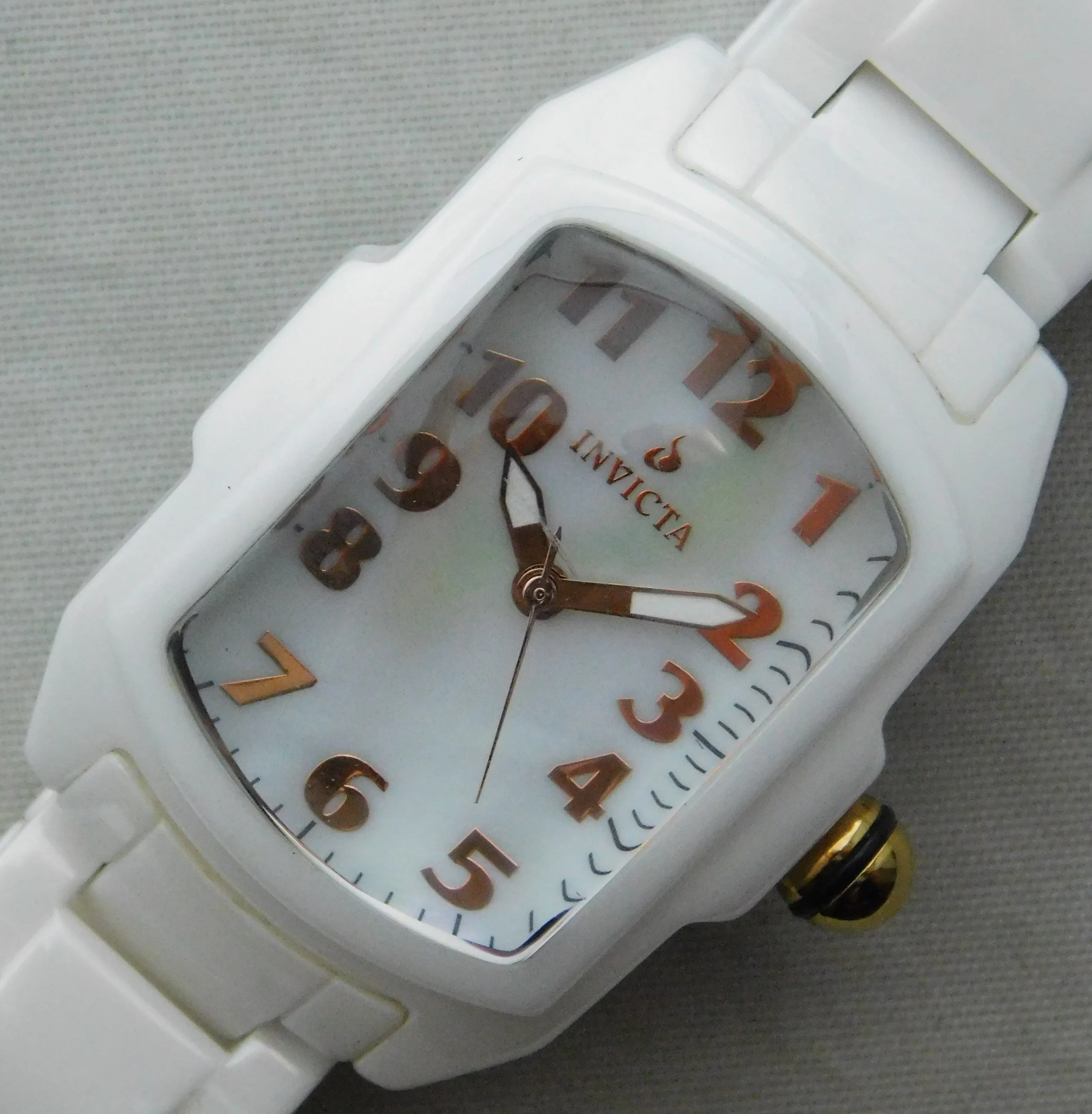 Invicta Lupah Model 1962 White Ceramic With White MOP Dial Ladies Watch....29mm