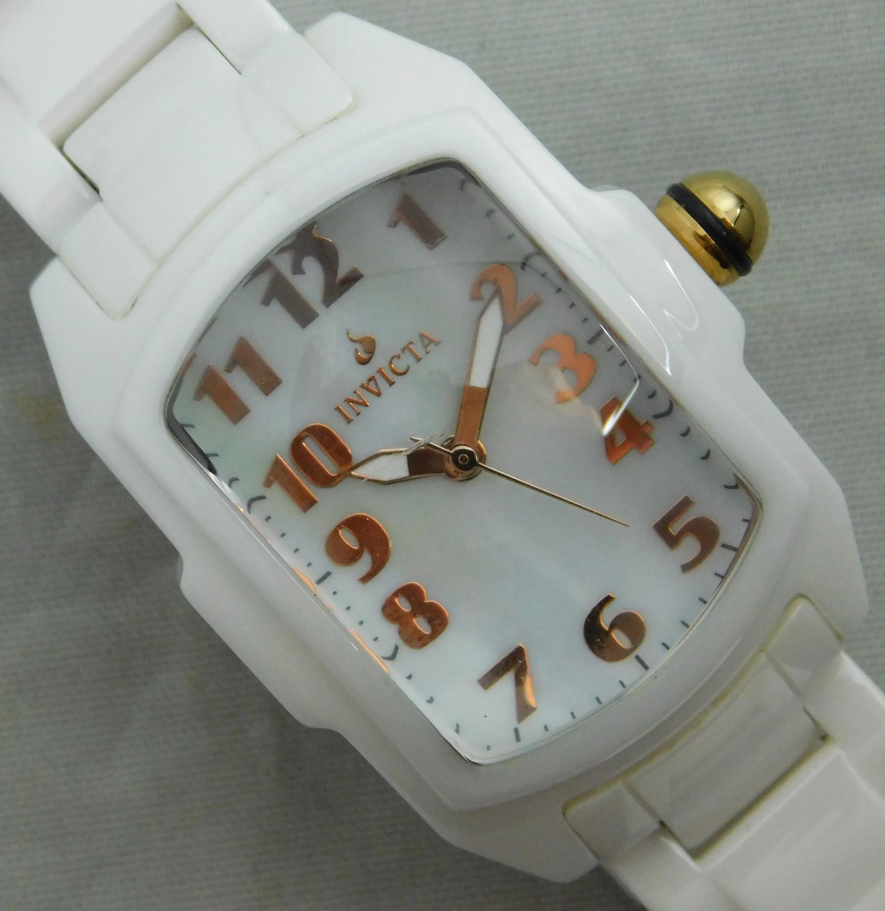 Invicta Lupah Model 1962 White Ceramic With White MOP Dial Ladies Watch....29mm