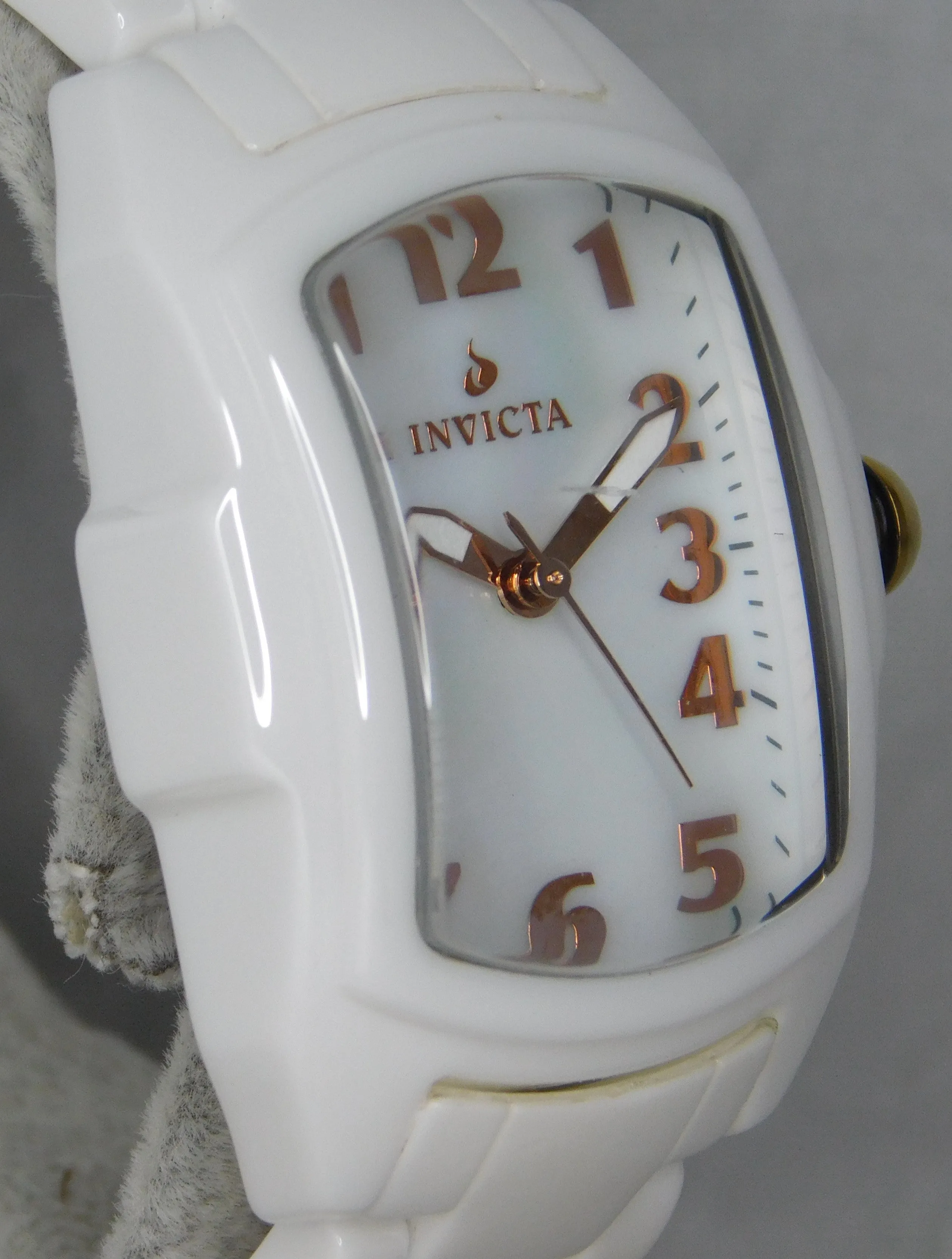 Invicta Lupah Model 1962 White Ceramic With White MOP Dial Ladies Watch....29mm