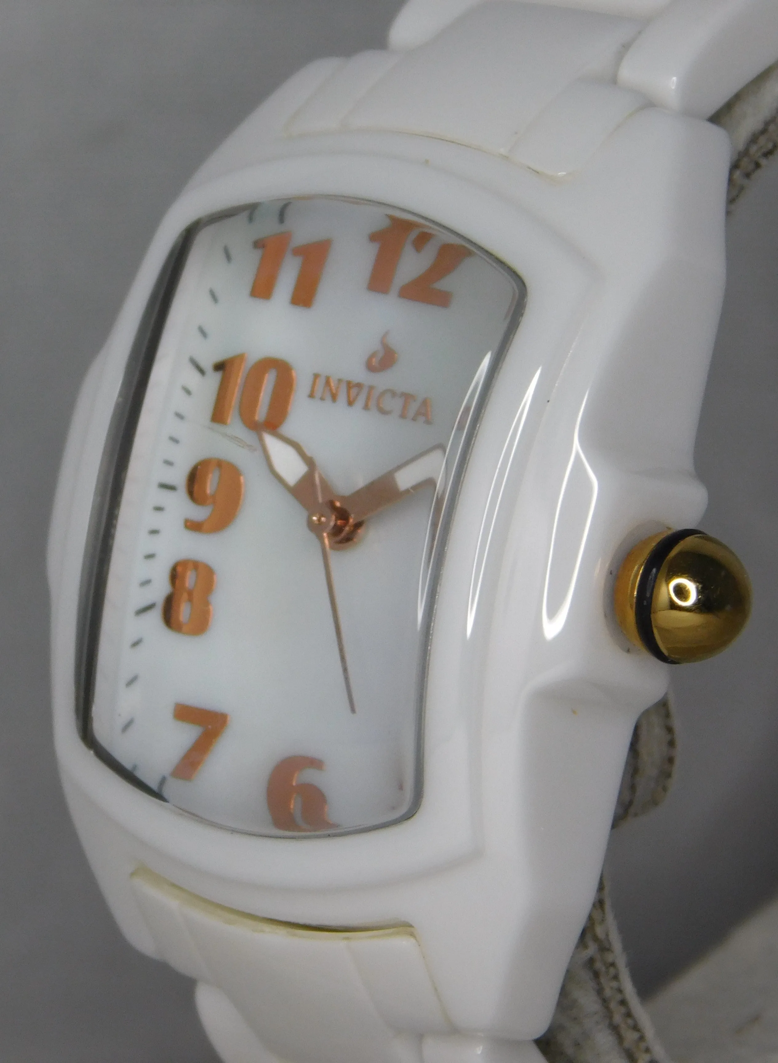 Invicta Lupah Model 1962 White Ceramic With White MOP Dial Ladies Watch....29mm