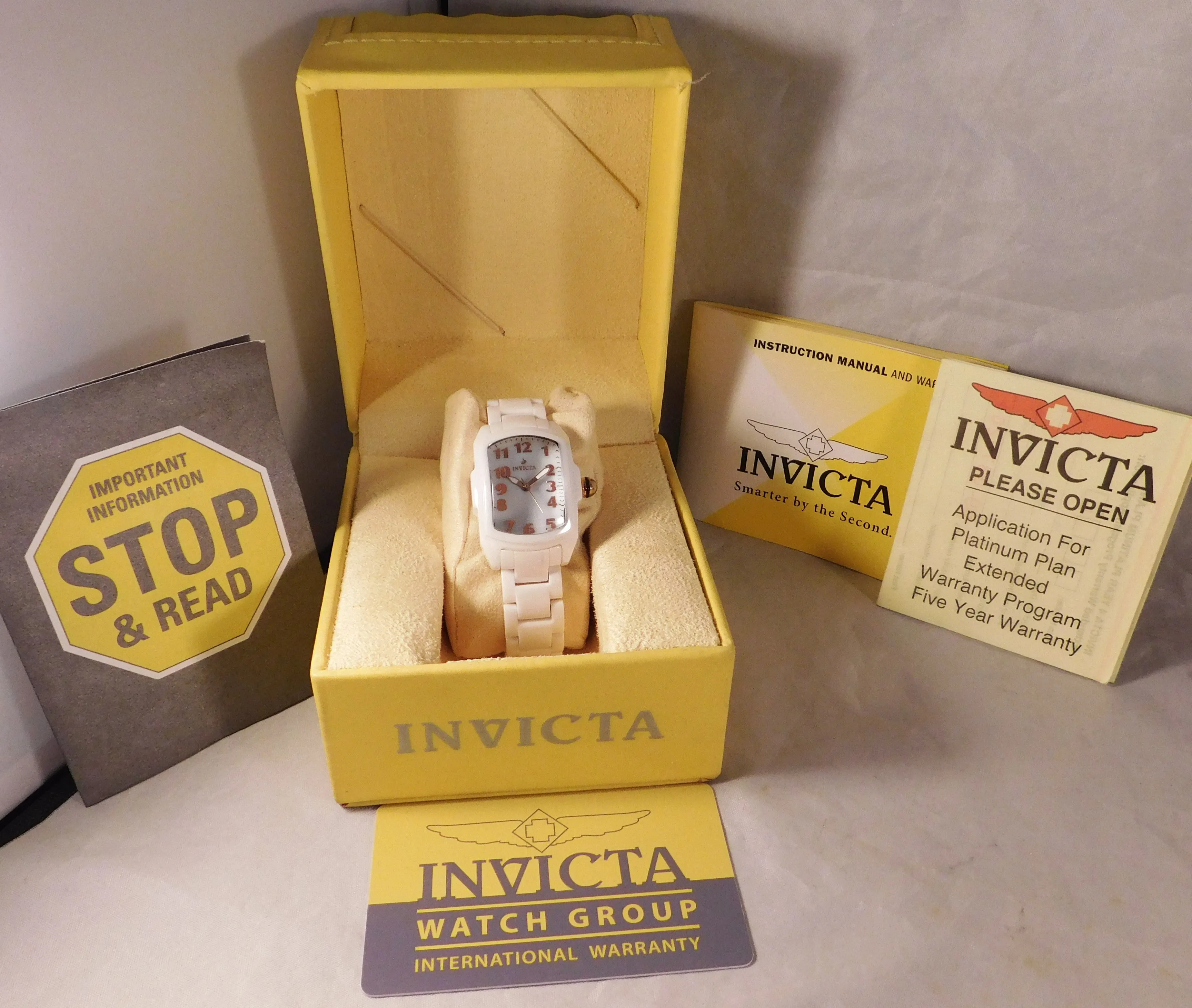 Invicta Lupah Model 1962 White Ceramic With White MOP Dial Ladies Watch....29mm