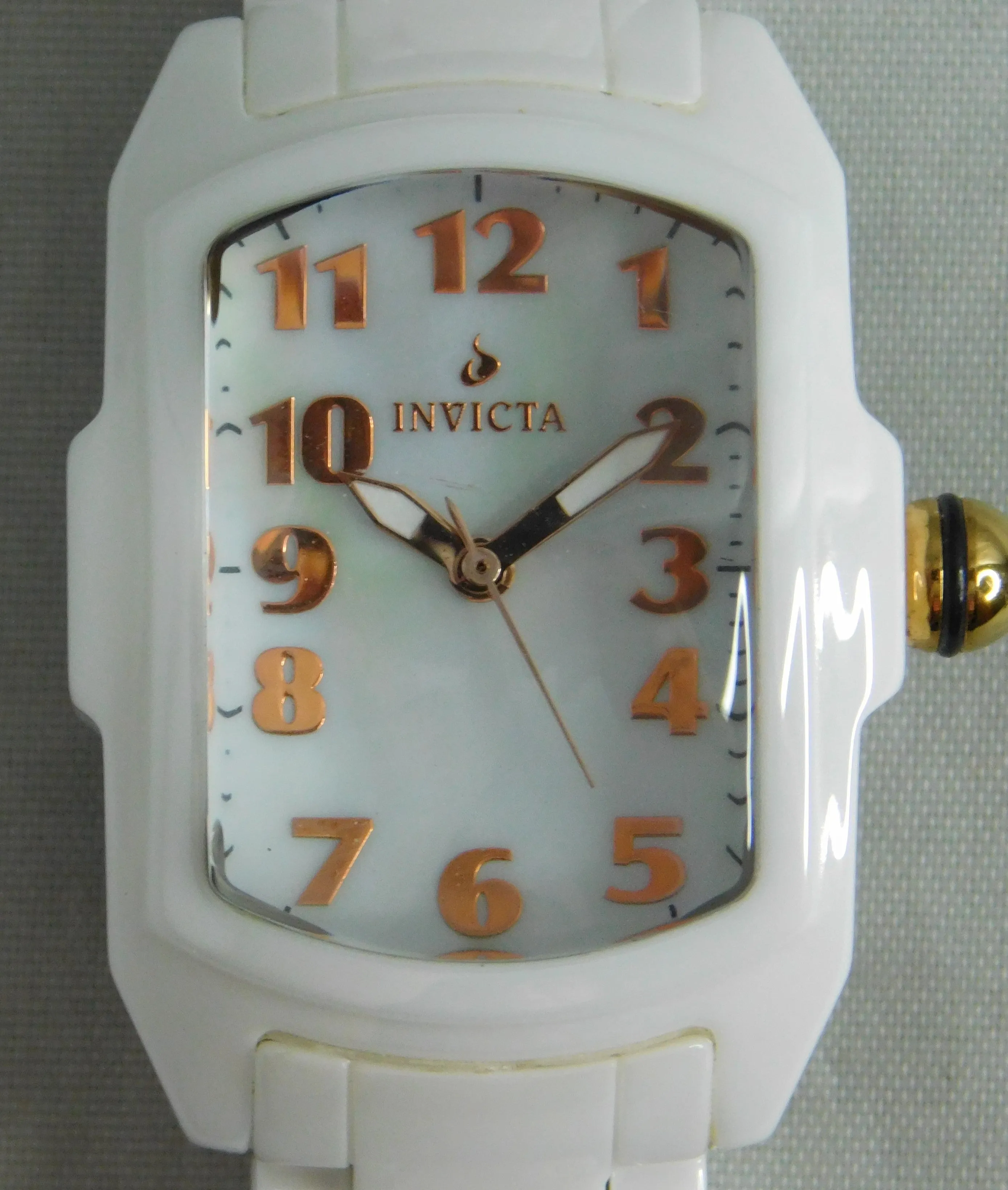 Invicta Lupah Model 1962 White Ceramic With White MOP Dial Ladies Watch....29mm