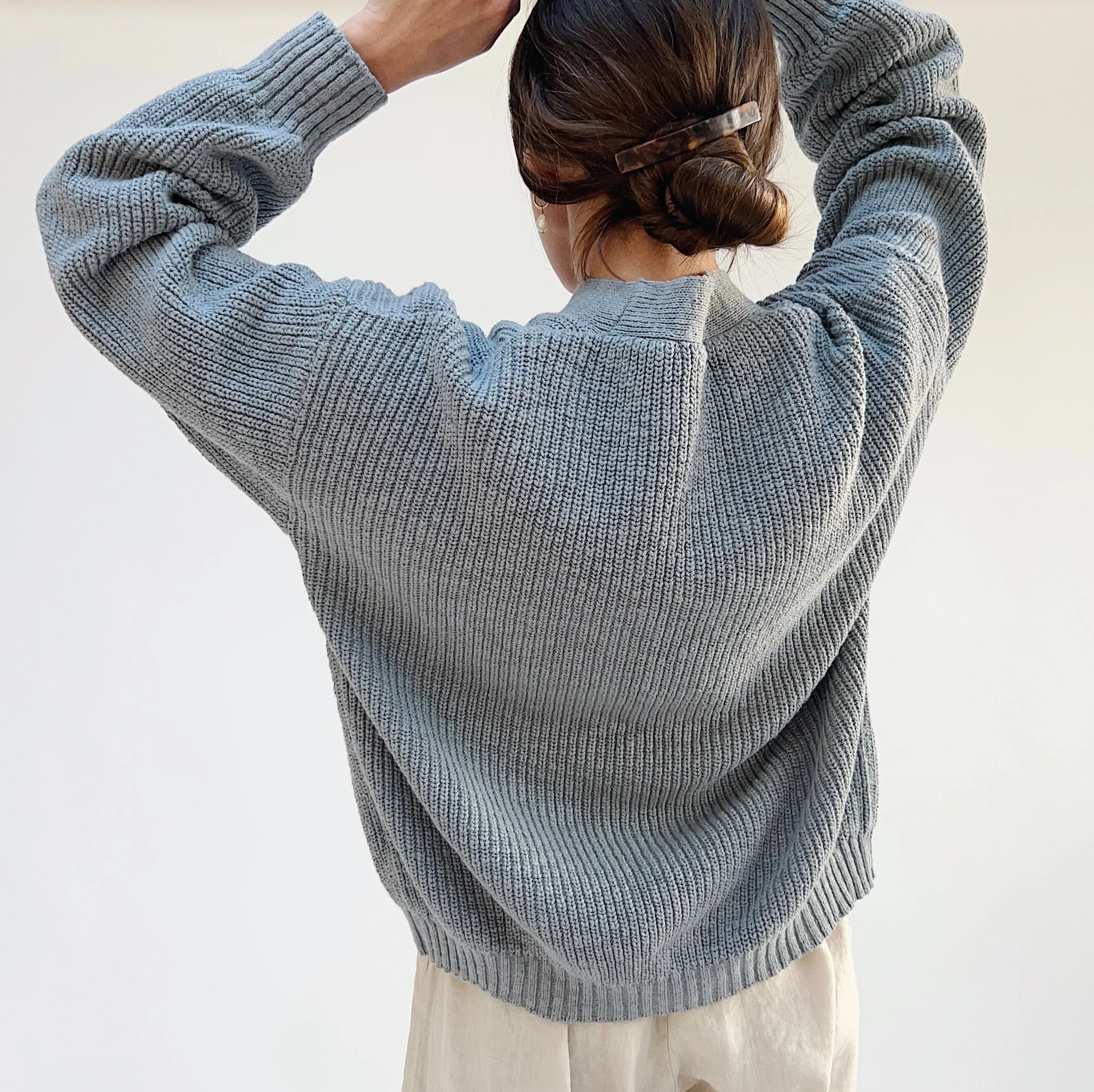 It Is Well | Easy Cardigan in Blue Grey