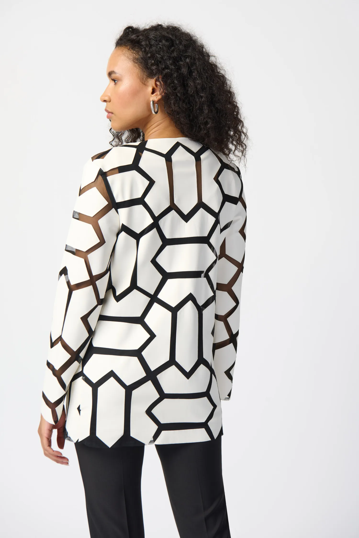 Joseph Ribkoff Laser-Cut Leatherette on Mesh Jacket - Style 241905