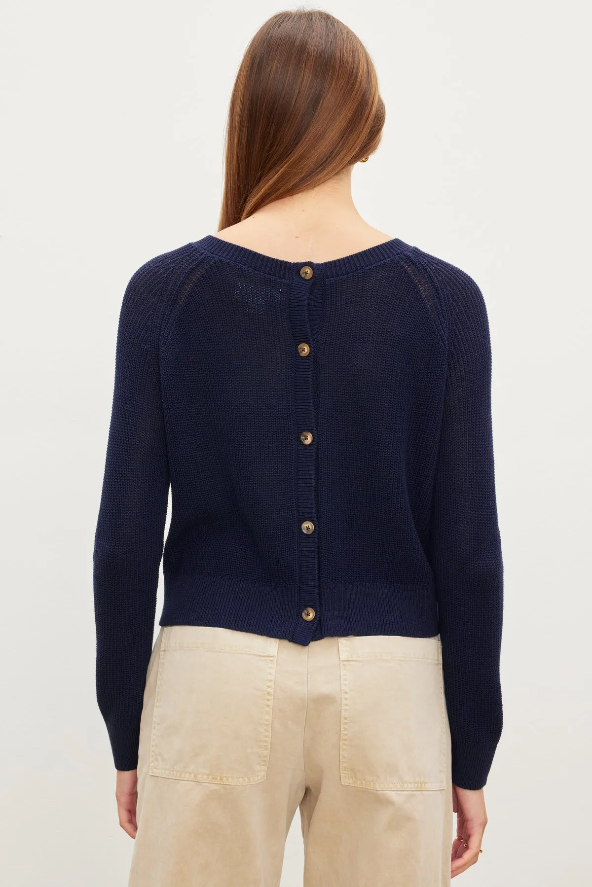 KARLY COTTON BUTTON DETAIL SWEATER - VELVET