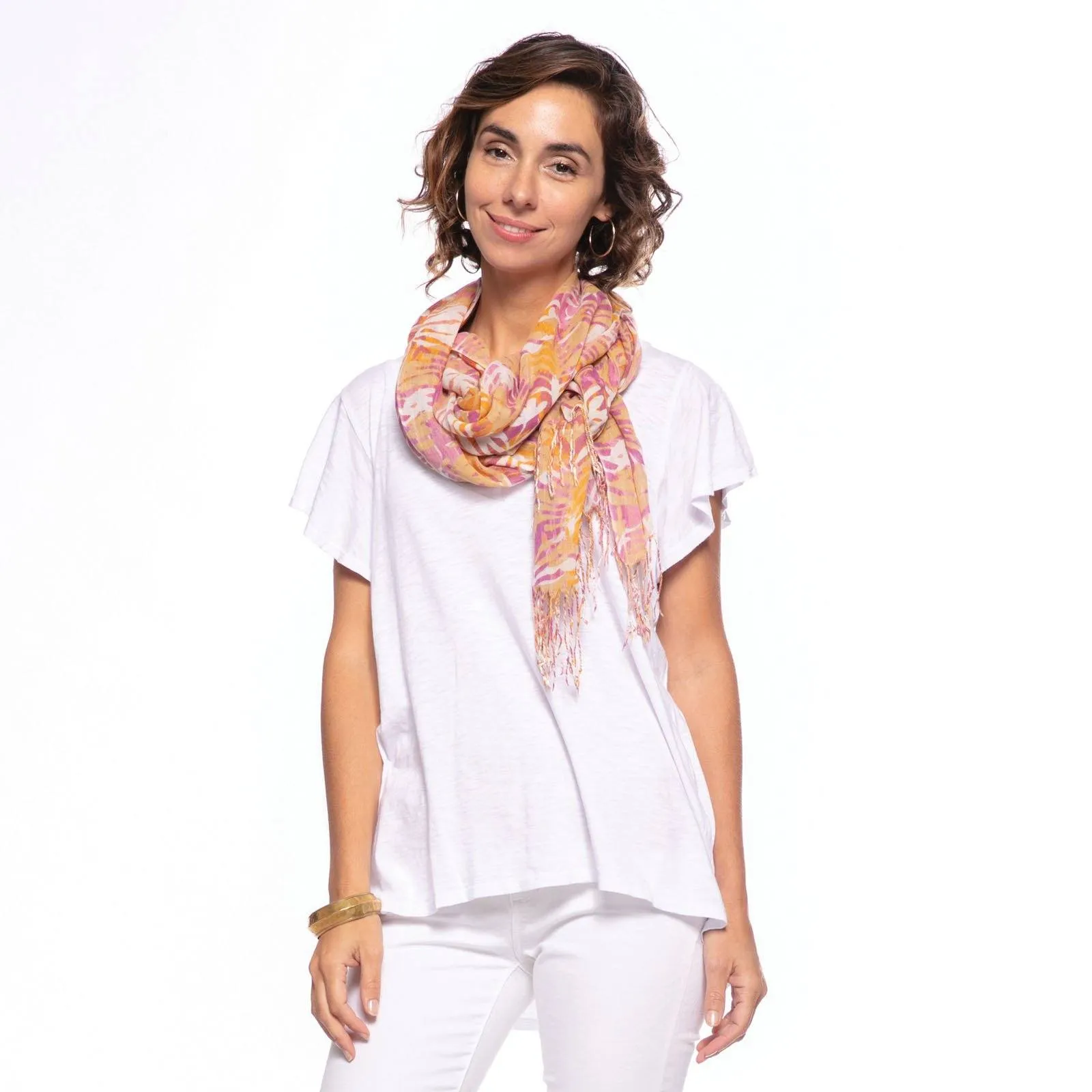 Katarina Pink Featherweight Tassel Scarf