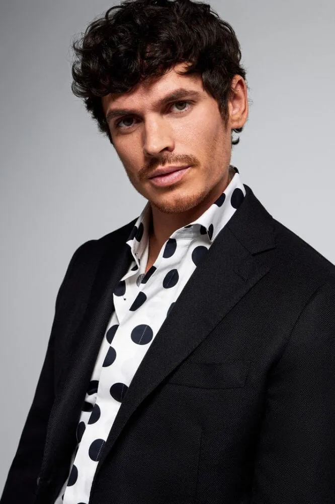 Lamarr Luxe Shirt - White with Large Black Spots