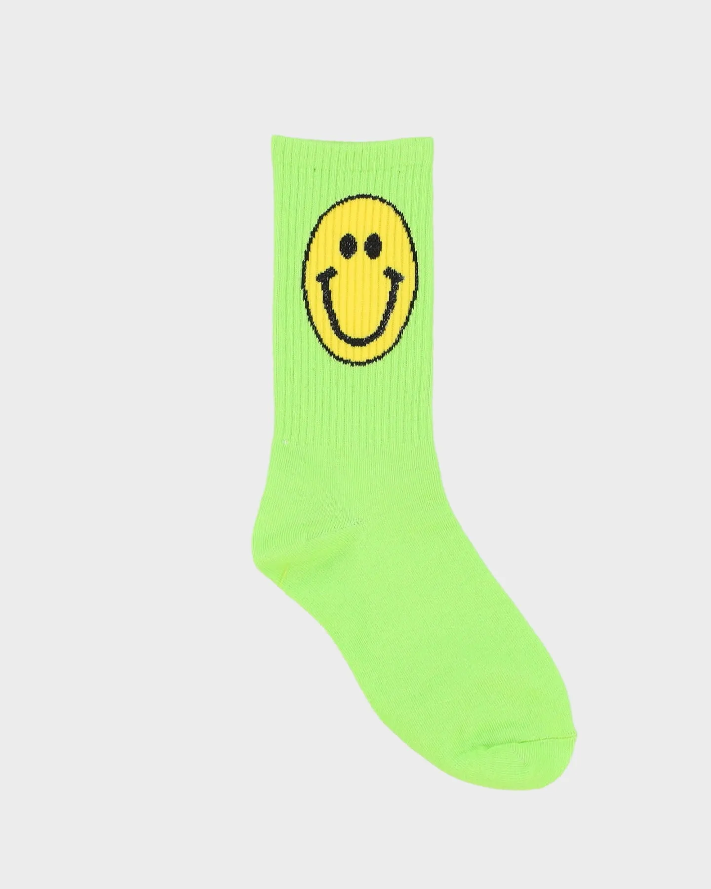 Lime Green Yellow Smiley Face Socks