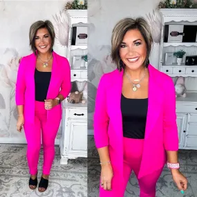 Magic 3/4 Sleeve Blazer - Hot Pink