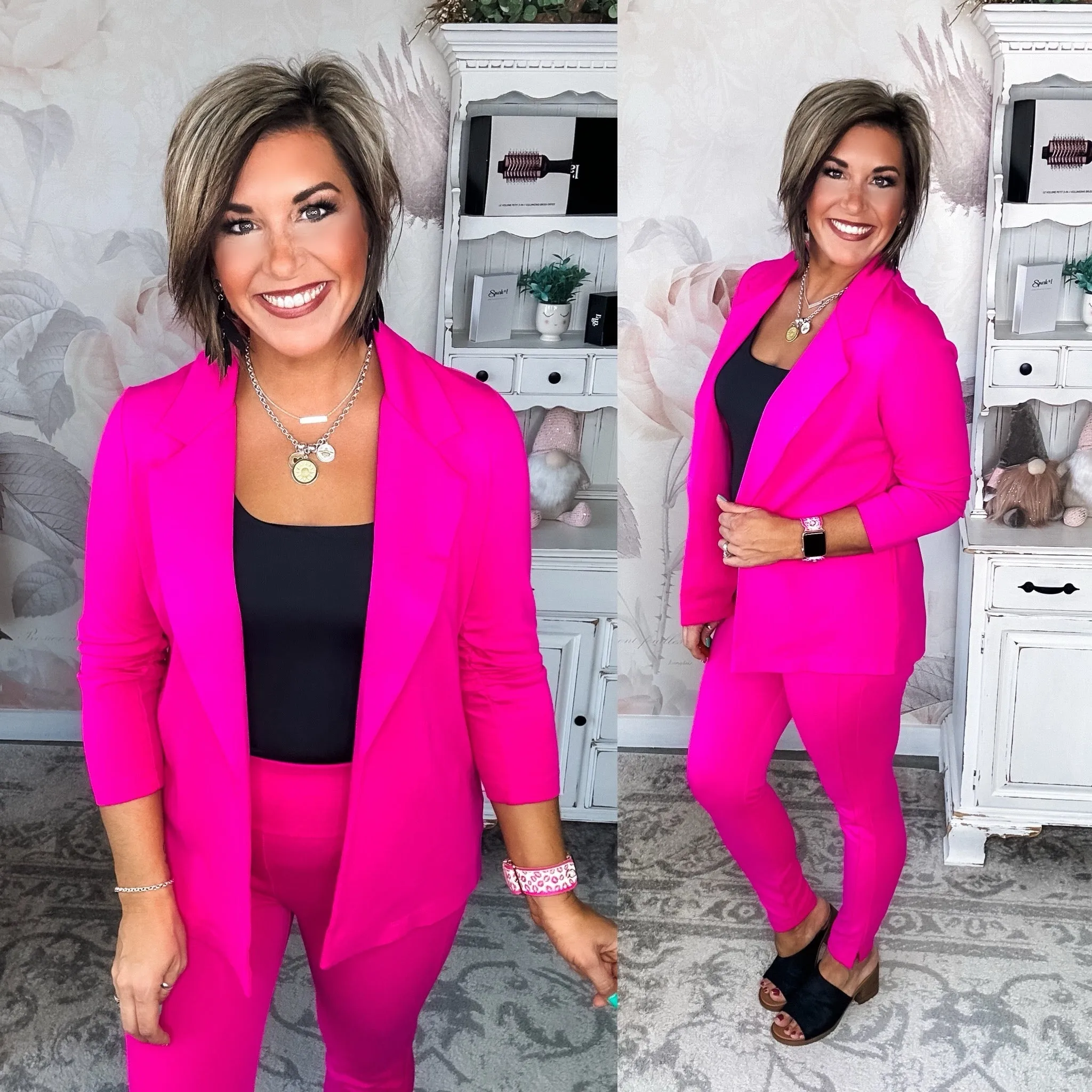 Magic 3/4 Sleeve Blazer - Hot Pink