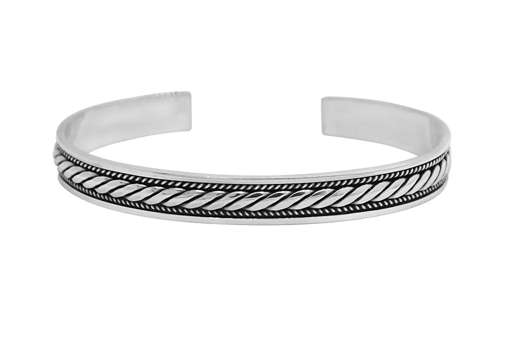 Men's Silver Rope Cuff