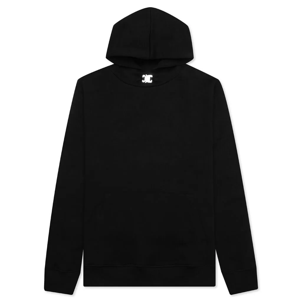 Metal Buckle Collar Hoodie - Black