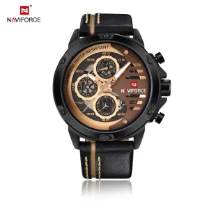 NAVIFORCE Sport Military Watches for Men Waterproof Watch Analog Quartz Leather Band Date Calendar Clock Wristwatch NF9110